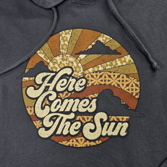 Altar'd State Hoodie Women XL Gray Cropped Here Comes The Sun Retro Pullover USA - Picture 2 of 10